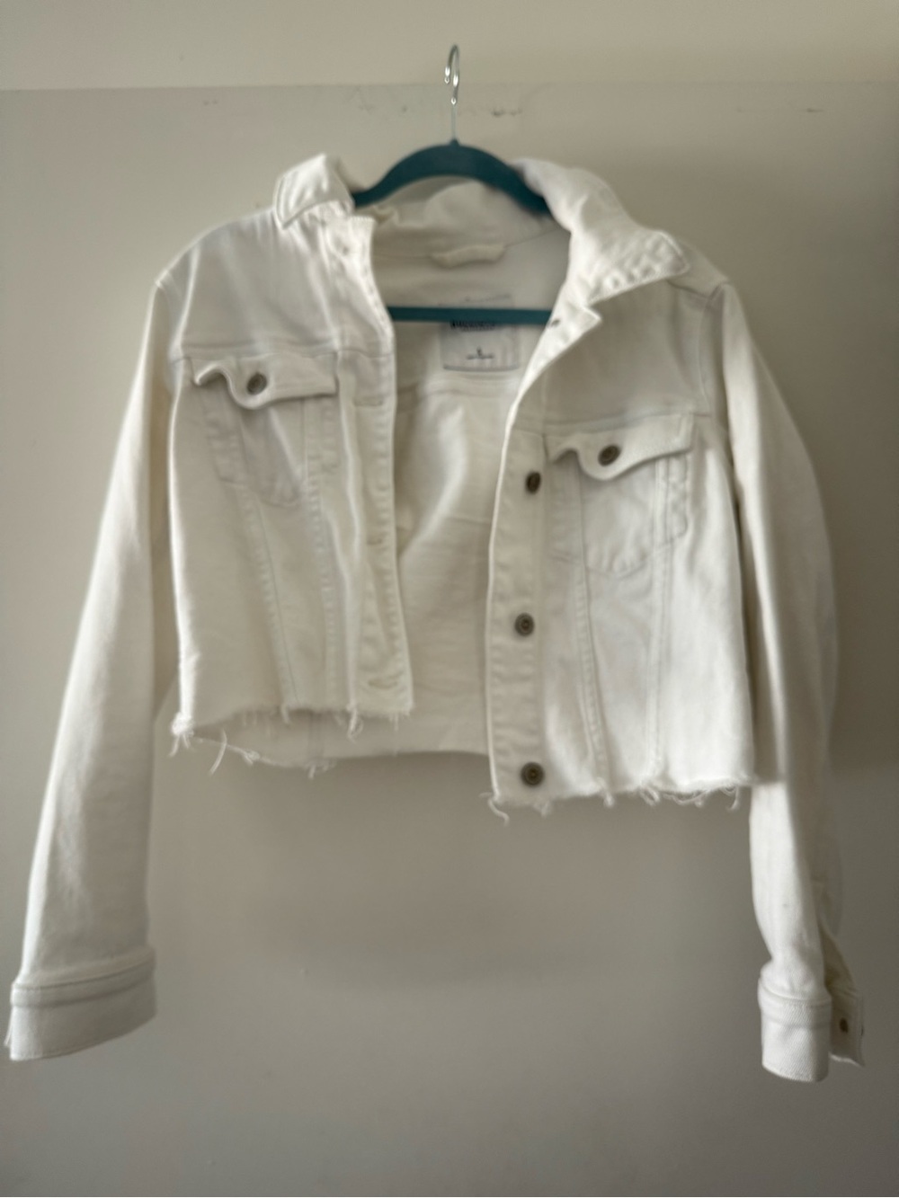 Hollister White Cropped Denim Jacket